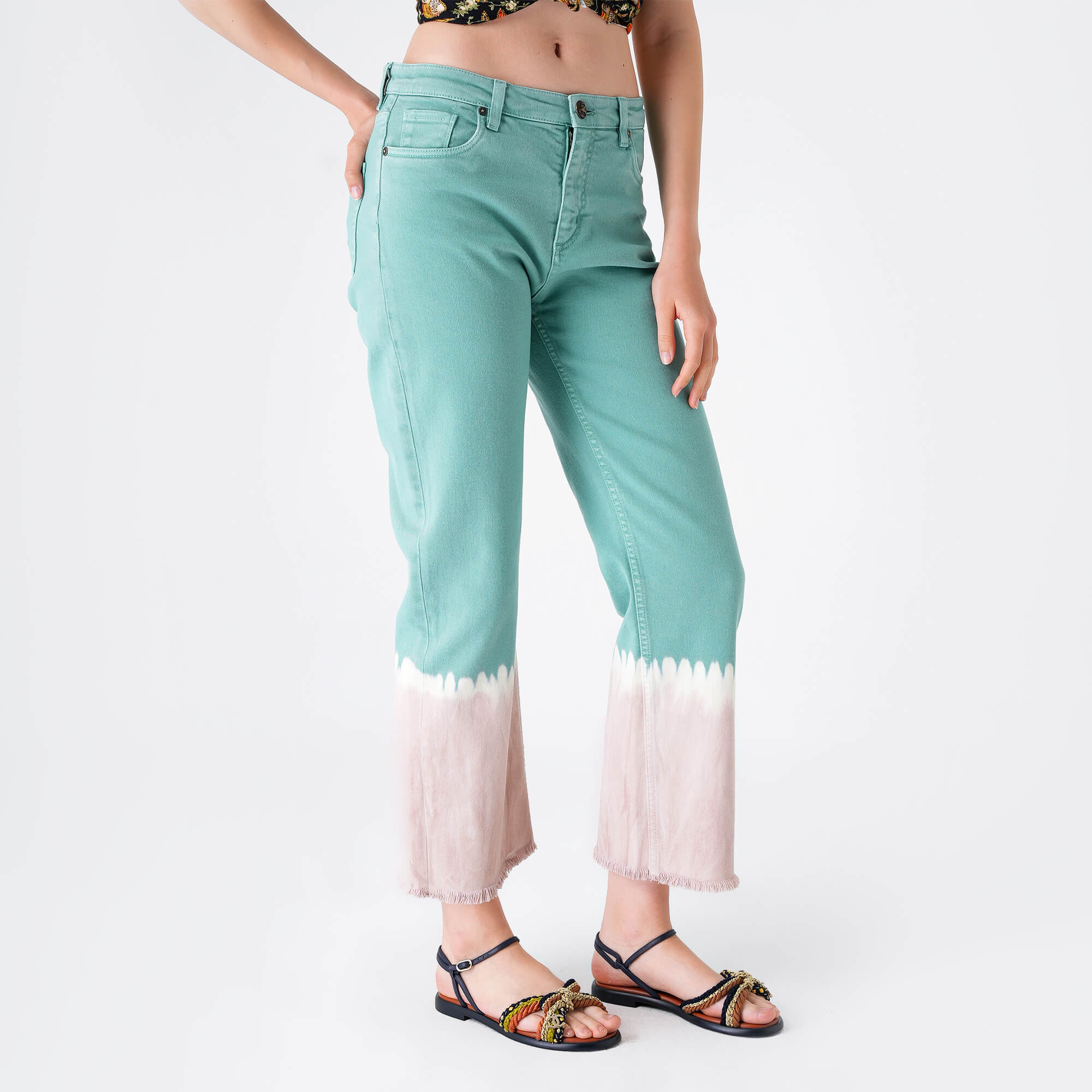 Etro - Nile Green Batic Print Cotton Pants